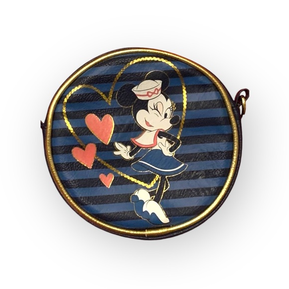 new Disney Cruise Line 𖠌 Sailor Minnie Mouse Crossbody Bag 𖠌 Navy Gold Hardware - Picture 14 of 16